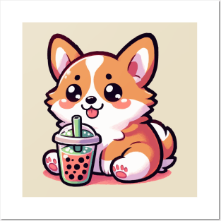 corgi boba holic Posters and Art